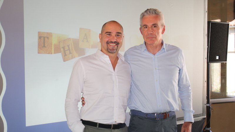 El president del Grupo VORTICE, Andrea Togni, i David Samper, conseller delegat de Casals Ventilació, ahir a Sant Joan de les Abadesses