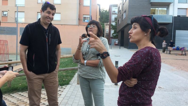 Alguns dels impulsors de la festa ahir a la tarda a la plaça de la Sardana