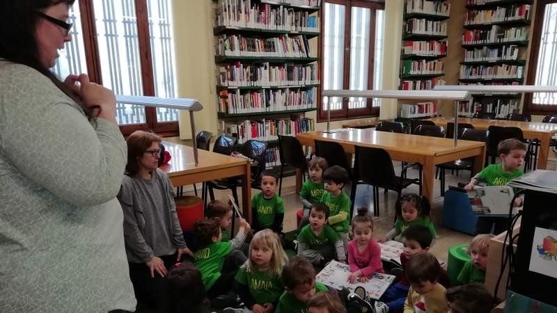 La biblioteca rep visites periòdiques dels infants del Molí Petit