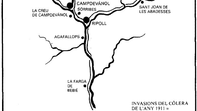 Un mapa de 1911 on es recullen les invasions del còlera