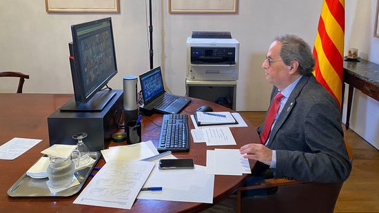 Quim Torra, reunit per videoconferència amb el president espanyol