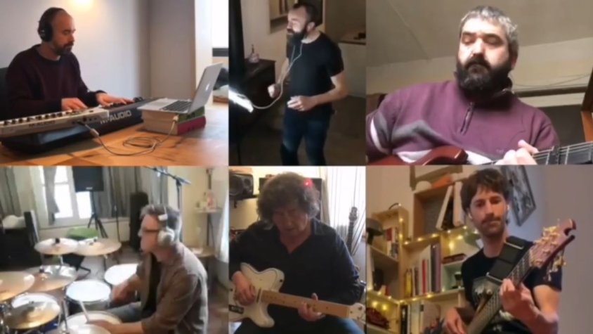 Un instant del vídeoclip que han gravat Els Entregirats durant el confinament