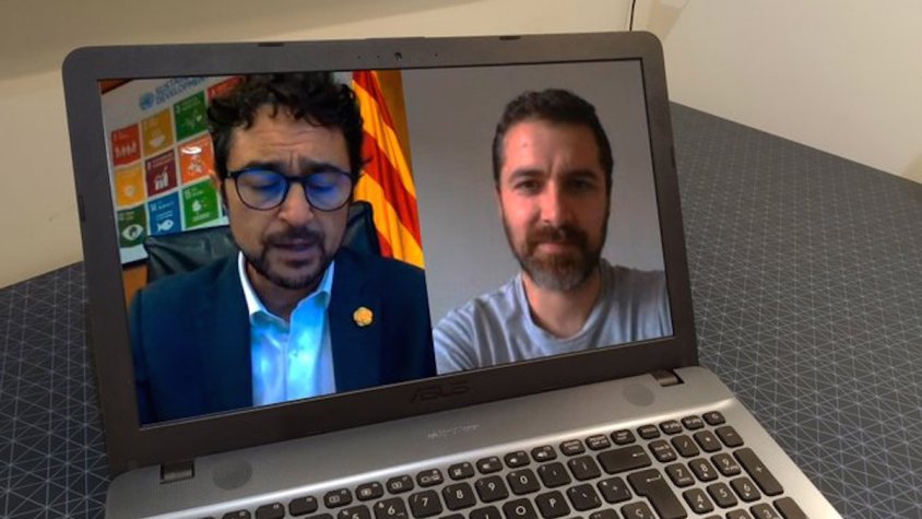 Reunió telemàtica de Joaquim Colomer amb Damià Calvet