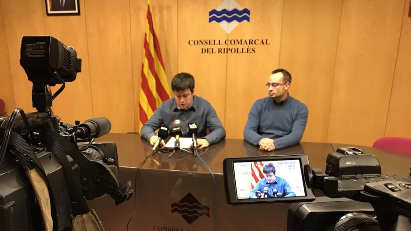 Roda de premsa de Joan Manso i Josep Coma valorant els efectes dels aiguats