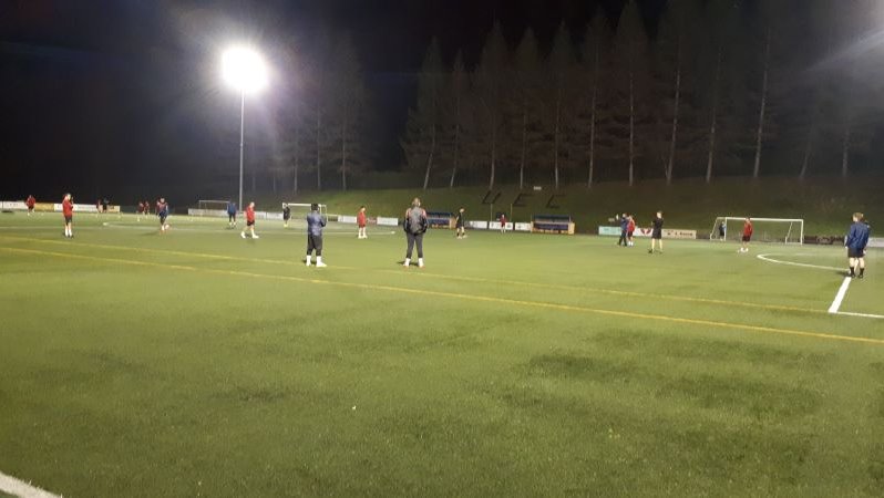 Una imatges de l'entrenament d'ahir al Camp de la Vila