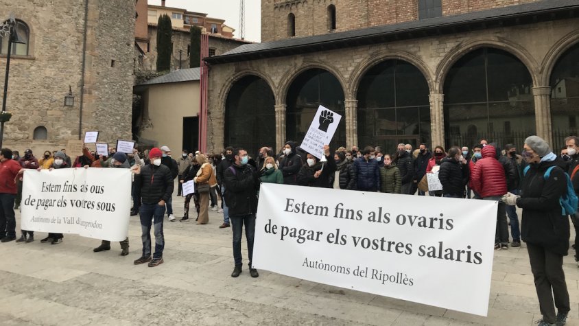 Manifestació d'empresaris i autònoms a Ripoll on demanaven més ajuts per la comarca