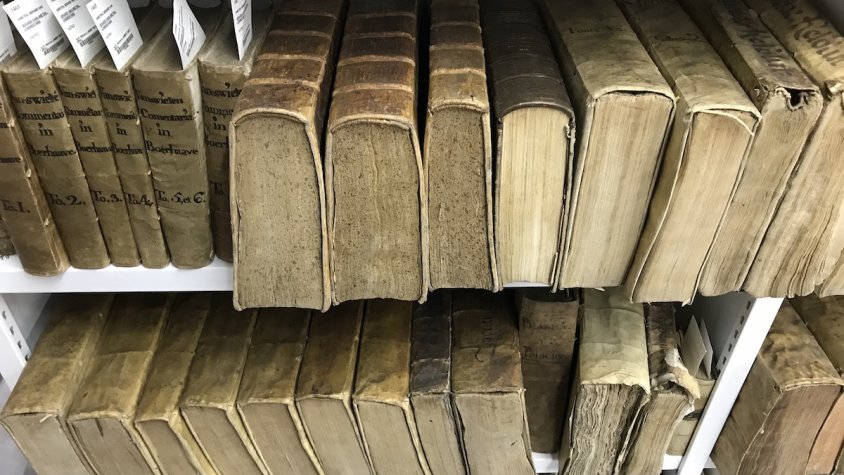 Alguns dels llibres de l'arxiu de la biblioteca Lambert Mata