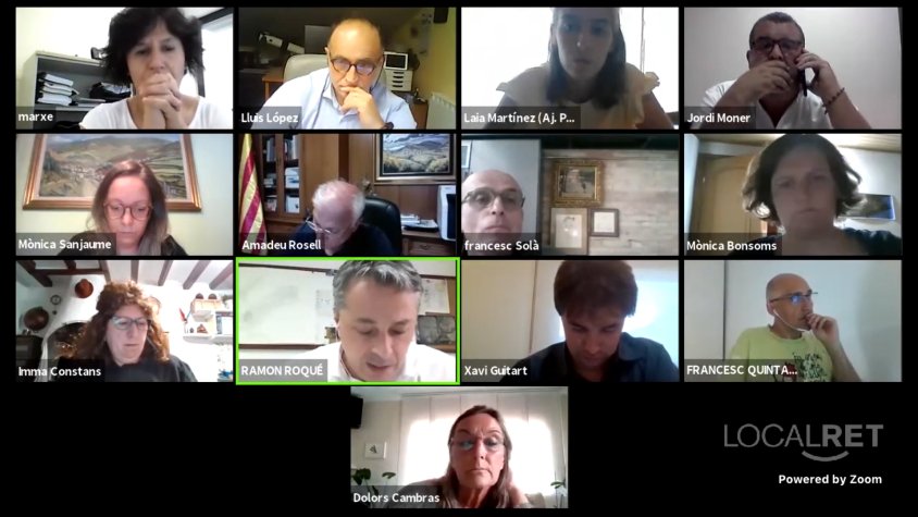 Els alcaldes i alcaldesses del Ripollès participants a la trobada virtual