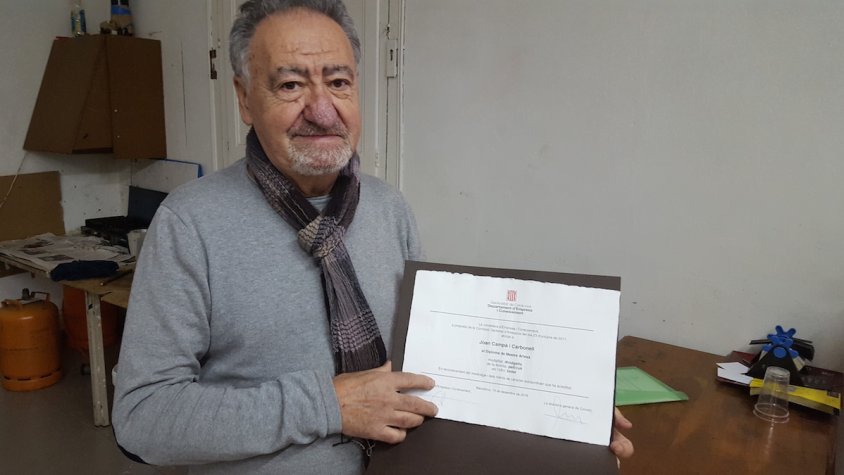 Joan Campà amb el títol de Mestre Artesà