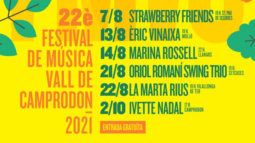Cartell d'actuacions del 22è Festival de Música de la Vall de Camprodon