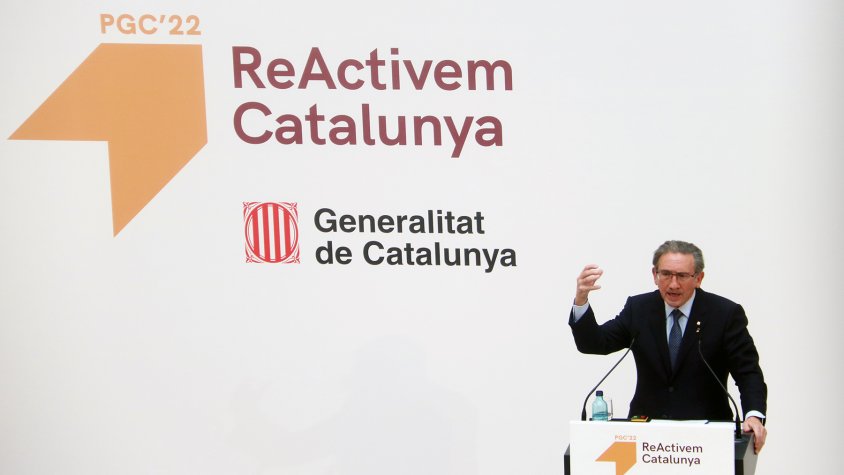El conseller d'Economia, Jaume Giró, exposant els pressupostos del Govern pel 2022