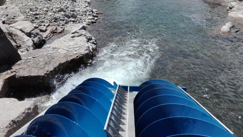 Els cargols d'Arquímedes, a la resclosa de la central hidroelèctrica de la Corba, a Ripoll