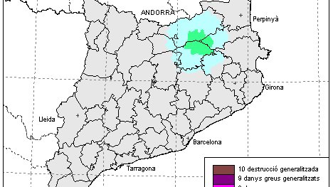 Mapa de l'abast del terratrèmol