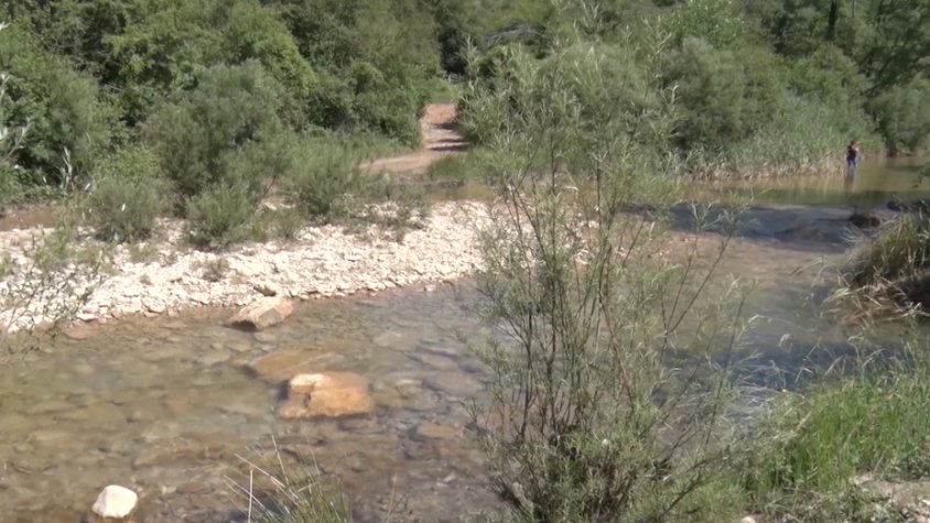 Imatge de la Riera de Merlès al seu pas per Les Llosses