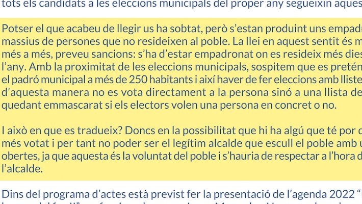 Escrit de l'alcalde, Josep Tremps, al programa de la festa de Santa Bàrbara