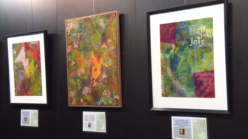 Part de les obres de Véronique Curto exposades a Ripoll @BiblioRipoll