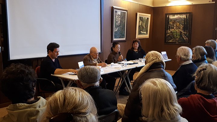 Jordi Pujol i Yoshiko Tazawa, durant la presentació del llibre