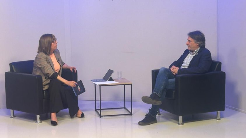 Jordi Munell durant la seva última entrevista com a alcalde de Ripoll