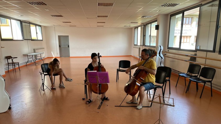 Els alumnes dels instruments de corda fregada treballen a la Biblioteca Lambert Mata