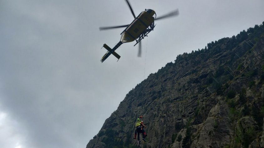 Durant el rescat dels bombers d'aquest diumenge a Queralbs