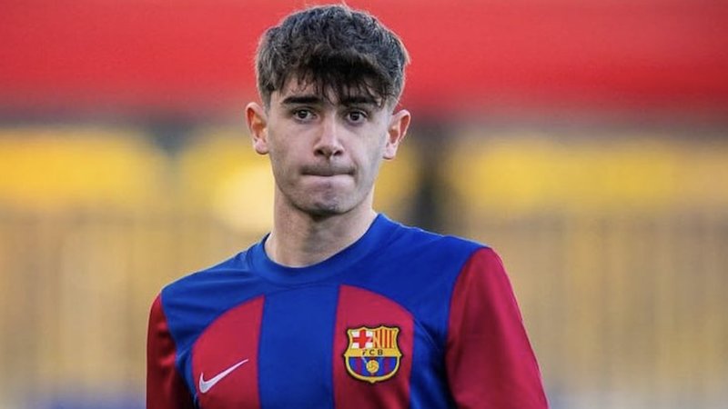 Aleix Garrido, durant un partit amb el Barça Atlètic d'aquesta temporada