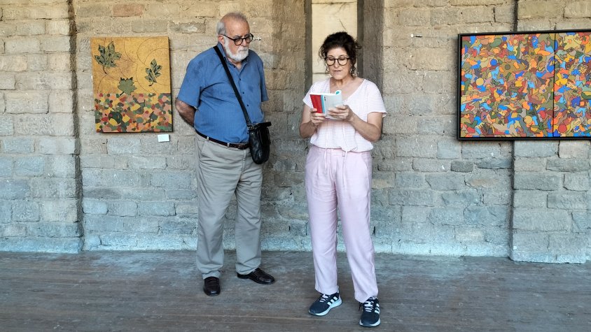 Pau Elias i Carme Brugarola durant la inauguració de l'exposició