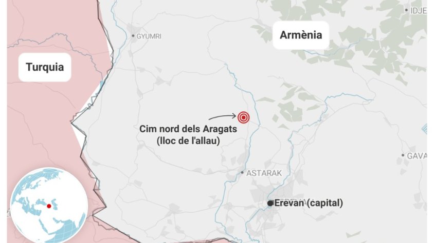 L'allau s'ha produit al cim nord del mont Argats (Armènia), a uns cinquanta quilòmetres de la capital, Ereván