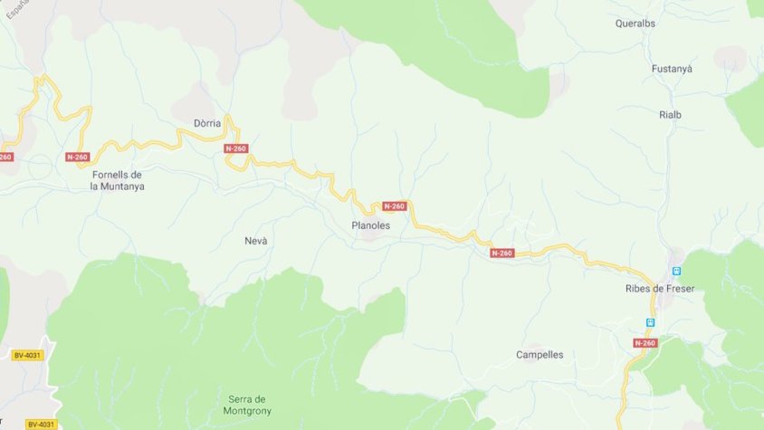 La N-260, punt de l'accident