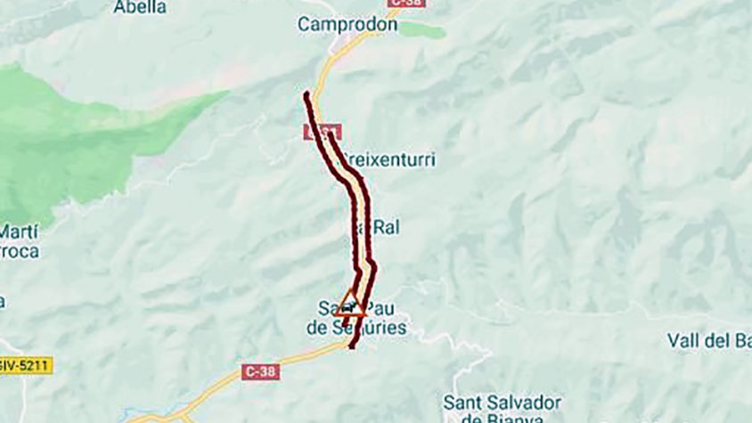 Trànsit demana precaució a l'hora de circular a la C-38, a Sant Pau de Segúries